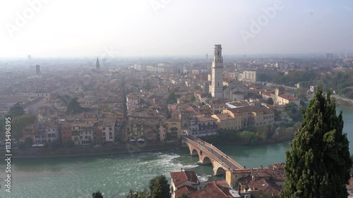 Verona, Italy - November 8, 2024: Cityscape. Aerial view of the city. Panorama of the old town