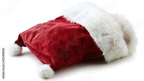 Cozy Red Santa Sack with Soft White Fur Trim and Plush Accents