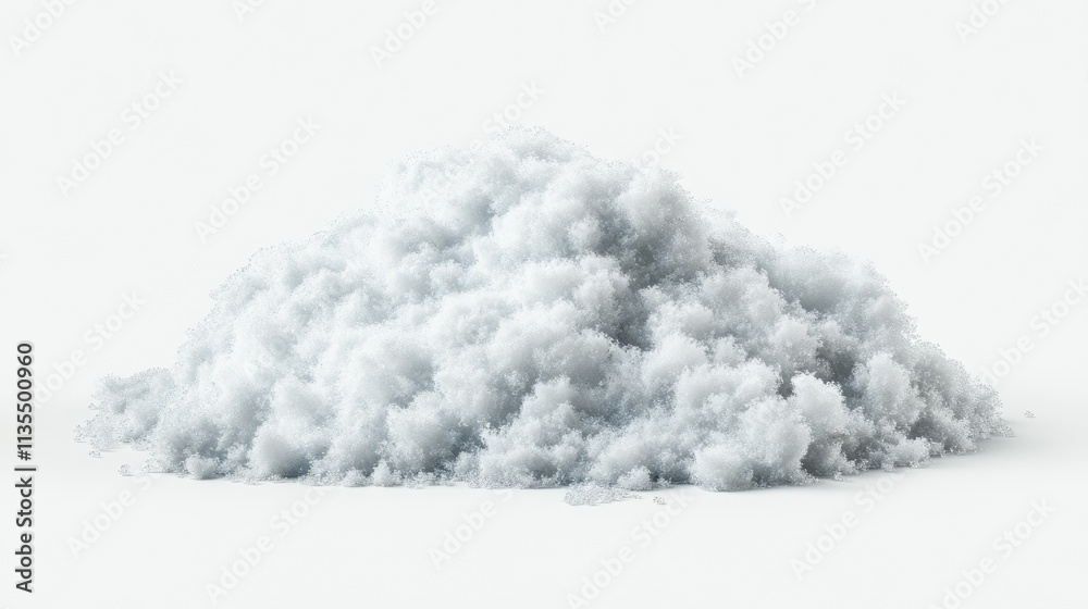 Realistic Representation of a Pile of Soft Snow on White Background Realistic Representation of a Pile of Soft Snow on White Background