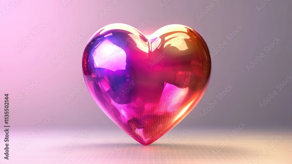 Vibrant Heart Shape with Glossy Texture on Soft Background Vibrant Heart Shape with Glossy Texture on Soft Background