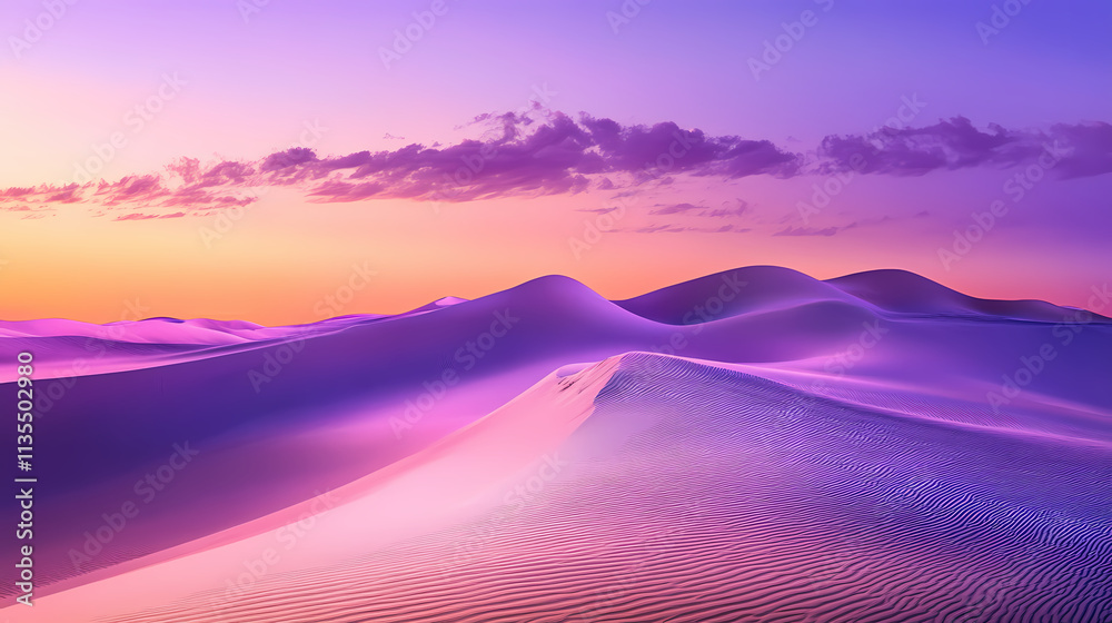 Desert landscape with sand dunes and lilac gradient sky. beautiful contemporary background. Nightfall. Illustration Desert landscape with sand dunes and lilac gradient sky. beautiful contemporary background. Nightfall. Illustration
