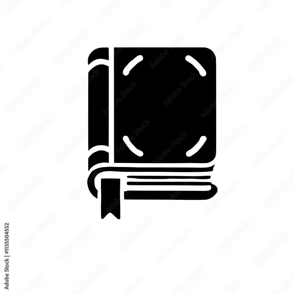 Classic Book Icon: A simple yet elegant black silhouette of a classic hardcover book with a ribbon bookmark. Perfect for education, literature, and reading-related projects. Classic Book Icon: A simple yet elegant black silhouette of a classic hardcover book with a ribbon bookmark. Perfect for education, literature, and reading-related projects.