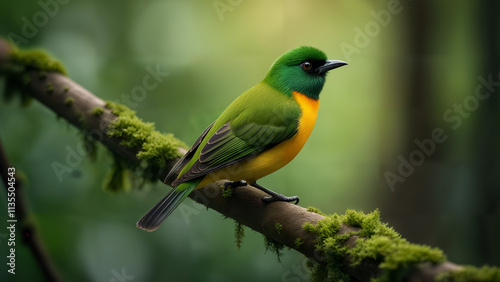 Green-headed Tanager in a Forest