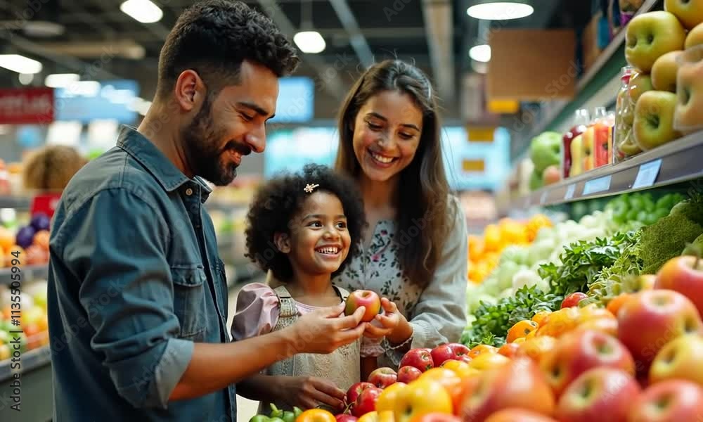 Family bonding while shopping for groceries Family bonding while shopping for groceries