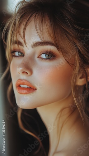 Makeup artist enhances the look of a girl with a hollywood smile in a studio setting