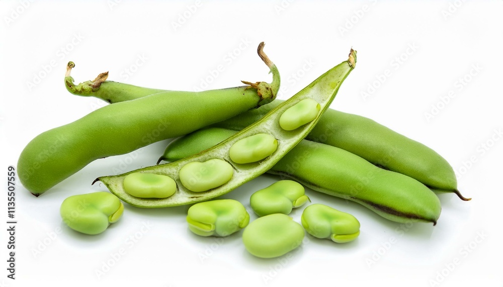 Fresh broad beans, vibrant green, ready to eat. Fresh broad beans, vibrant green, ready to eat.