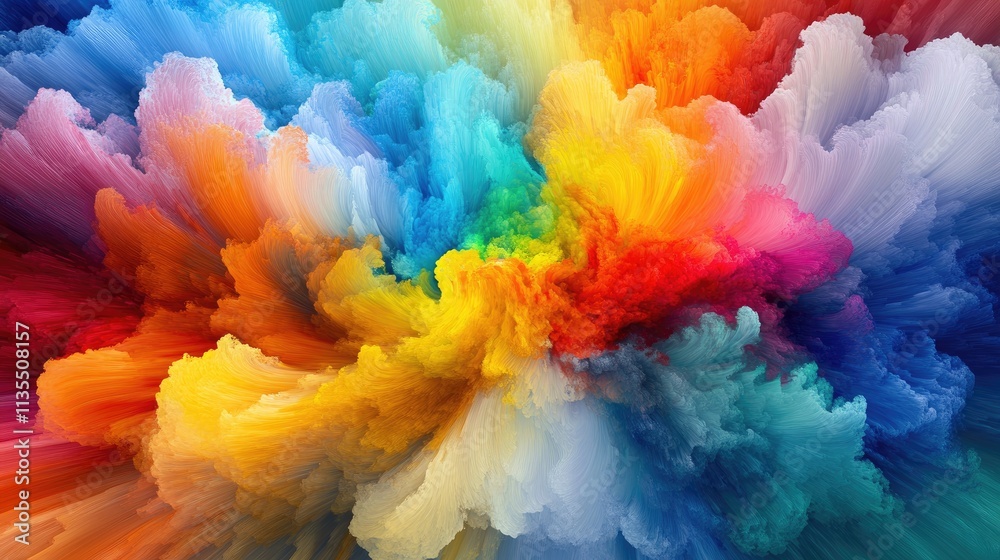 Fototapeta premium Vivid Abstract Colorful Cloud with Swirling Patterns Artwork