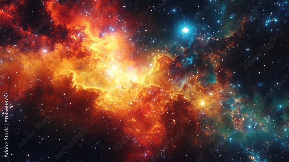 Cosmic Nebula: A Celestial Tapestry of Fiery Hues and Glimmering Stars Cosmic Nebula: A Celestial Tapestry of Fiery Hues and Glimmering Stars