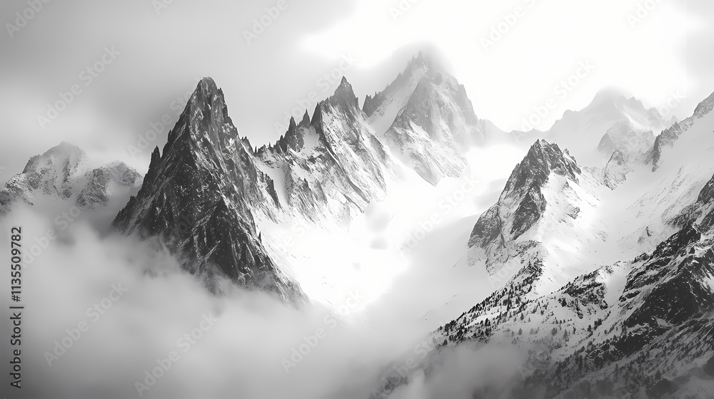 Obraz premium The inaccessible peaks surrounded by eternal snow. Eternal. Illustration