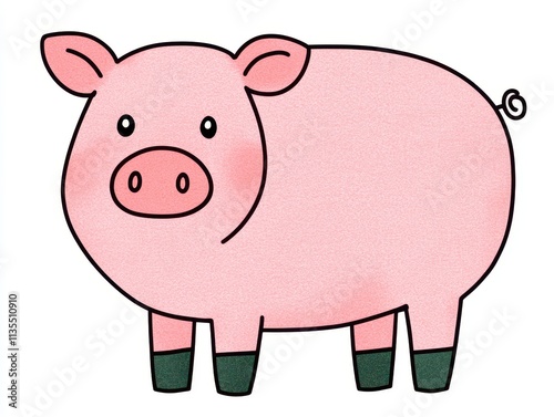 Adorable Cartoon Pig Illustration with Green Boots