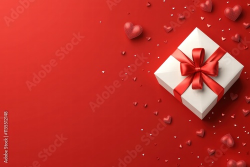 Wallpaper Mural Valentine's Day Gift Box with Red Hearts Torontodigital.ca