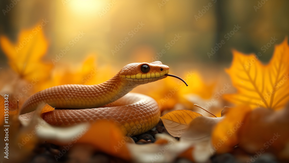 Fototapeta premium Corn Snake in Autumn Leaves