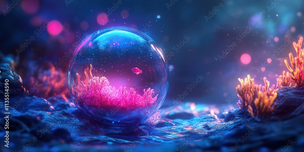 Glowing Diver in Neon Depths, a holographic icon depicting an explorer immersed in vibrant underwater hues, capturing the thrill of discovery Glowing Diver in Neon Depths, a holographic icon depicting an explorer immersed in vibrant underwater hues, capturing the thrill of discovery
