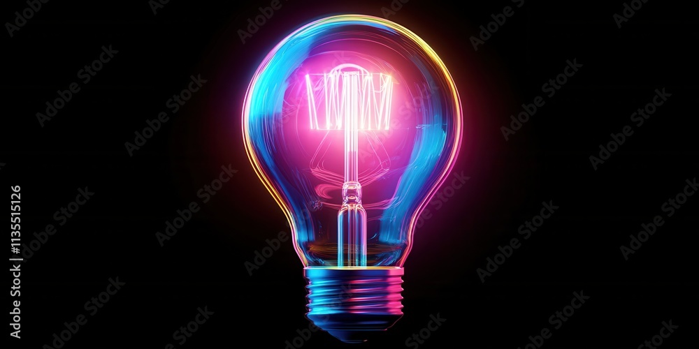 Holographic lightbulb icon with luminous filaments, vibrant glow, modern design, innovative concept, digital illustration Holographic lightbulb icon with luminous filaments, vibrant glow, modern design, innovative concept, digital illustration