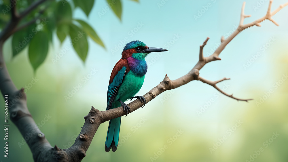 Vibrant Indian Roller Bird in Natural Habitat Vibrant Indian Roller Bird in Natural Habitat