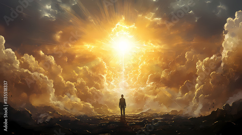 Eternal kingdom: a vision of heaven - a vision of the eternal kingdom of god, where believers find hope and inspiration for living a life in accordance with his will. Eternal. Illustration photo