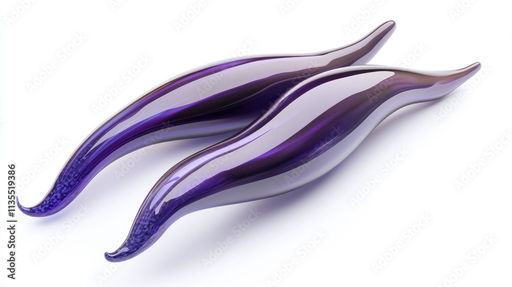 Elegant Purple Decorative Objects with Smooth Curved Shapes Elegant Purple Decorative Objects with Smooth Curved Shapes