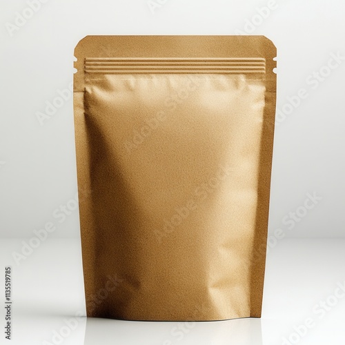 Kraft paper pouch with resealable zip, blank panel for personalization, ideal for packaging, gifts, or promotional items
