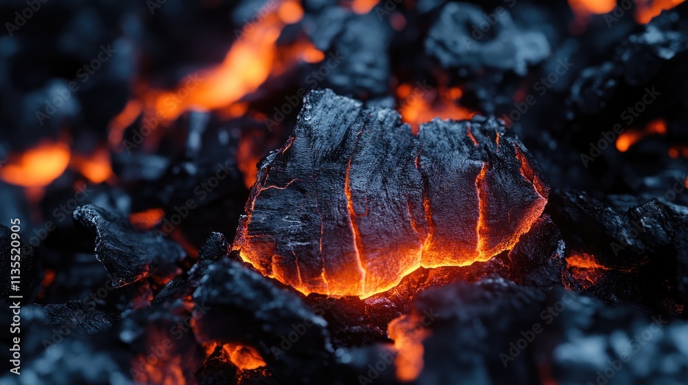Glowing Embers on Dark Charcoal with Fiery Orange Highlights Glowing Embers on Dark Charcoal with Fiery Orange Highlights