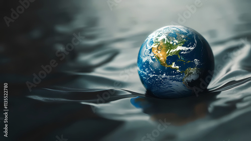 A close-up of earth slowly rotating on a metallic spit. Eternal. Illustration