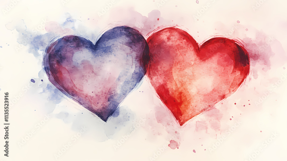 Abstract watercolor of two hearts intertwined, symbolizing eternal love. Eternal. Illustration Abstract watercolor of two hearts intertwined, symbolizing eternal love. Eternal. Illustration
