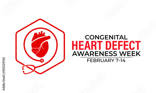 Congenital Heart Defect Awareness Week observed every year in during February 7 to 14.This week  promoted awareness and education about Health and Medical.Vector illustration of background.