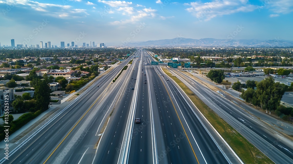 Highway Overpass with Cityscape. Urban Transportation Infrastructure. Highway Overpass with Cityscape. Urban Transportation Infrastructure.
