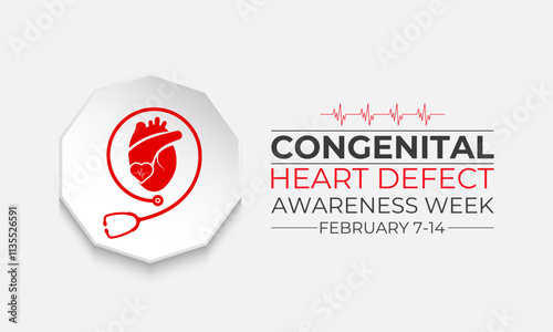 Congenital Heart Defect Awareness Week observed every year in during February 7 to 14.This week  promoted awareness and education about Health and Medical.Vector illustration of background.