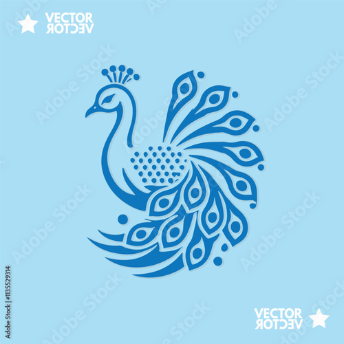 Luxurious peacock bird logo icon design template flat vector photo