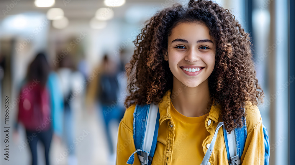 A female student heading to class in high school. A female student heading to class in high school.