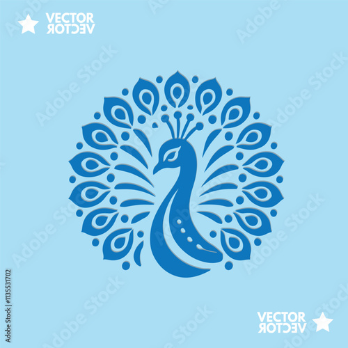 Luxurious peacock bird logo icon design template flat vector