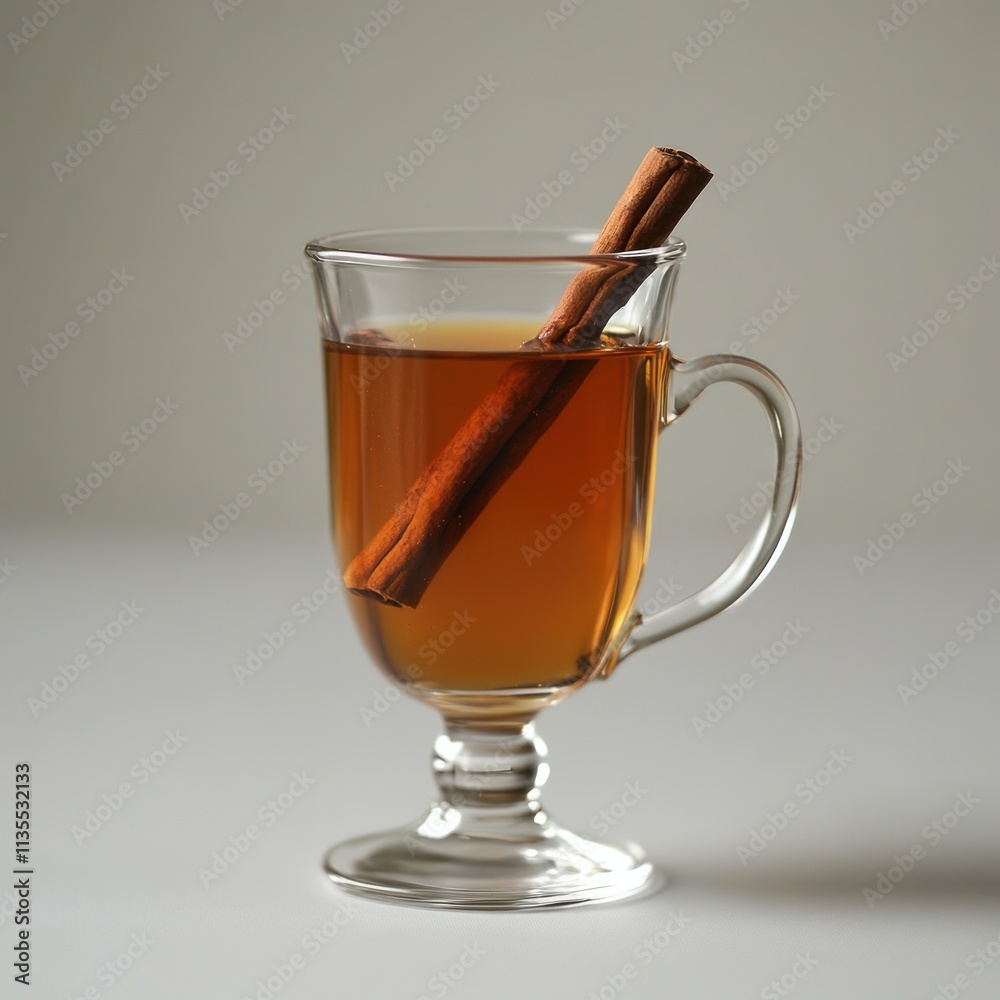 A glass of spiced tea with a cinnamon stick, inviting warmth and comfort. A glass of spiced tea with a cinnamon stick, inviting warmth and comfort.