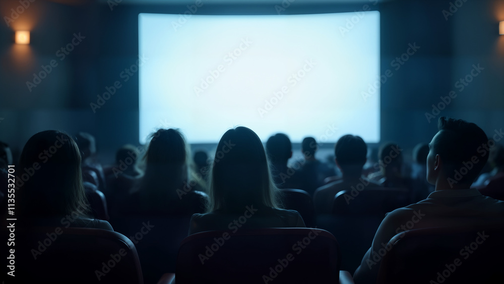 Theater Audience Captivated by a Luminous Screen Theater Audience Captivated by a Luminous Screen
