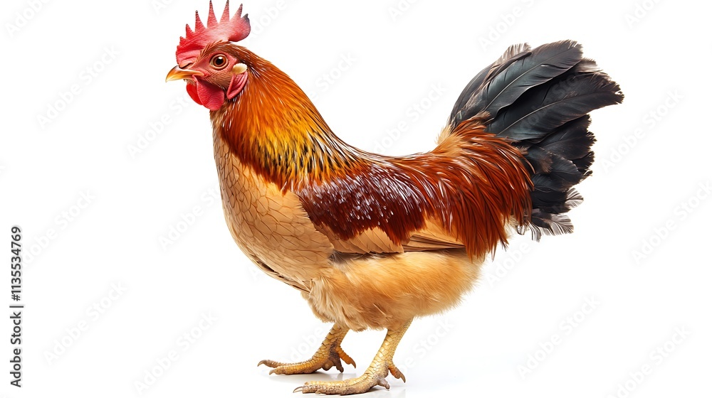 Fototapeta premium A Stunning Rooster in Profile: A Vibrant Red and Gold Cock