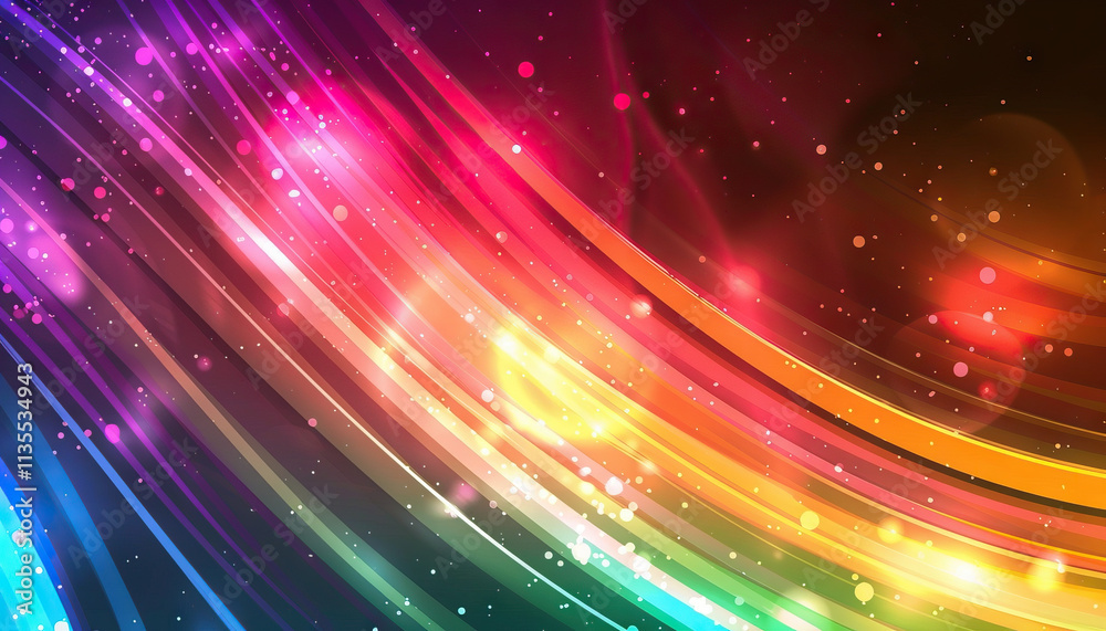 Fototapeta premium Abstract Multicolored Curved Lines with Bokeh