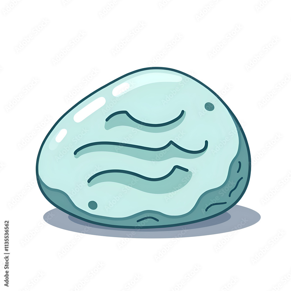 Illustration of a smooth, mint colored stone with unique patterns for artistic representation, digital art of illustration concept. Illustration of a smooth, mint colored stone with unique patterns for artistic representation, digital art of illustration concept.
