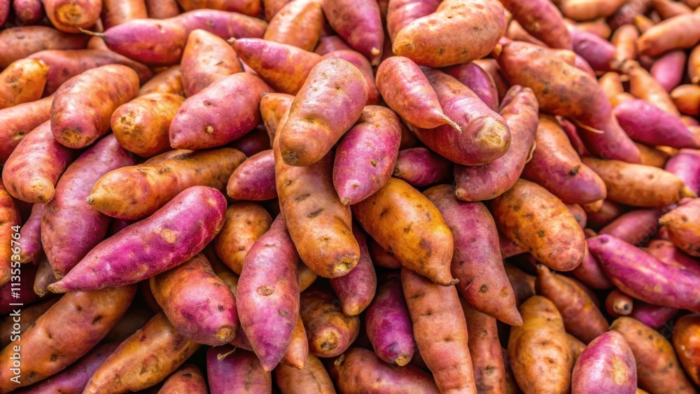 Piled sweet potatoes ready for market , harvest, farm, produce, agriculture, fresh, organic, healthy, vegetables, autumn, pile Piled sweet potatoes ready for market , harvest, farm, produce, agriculture, fresh, organic, healthy, vegetables, autumn, pile