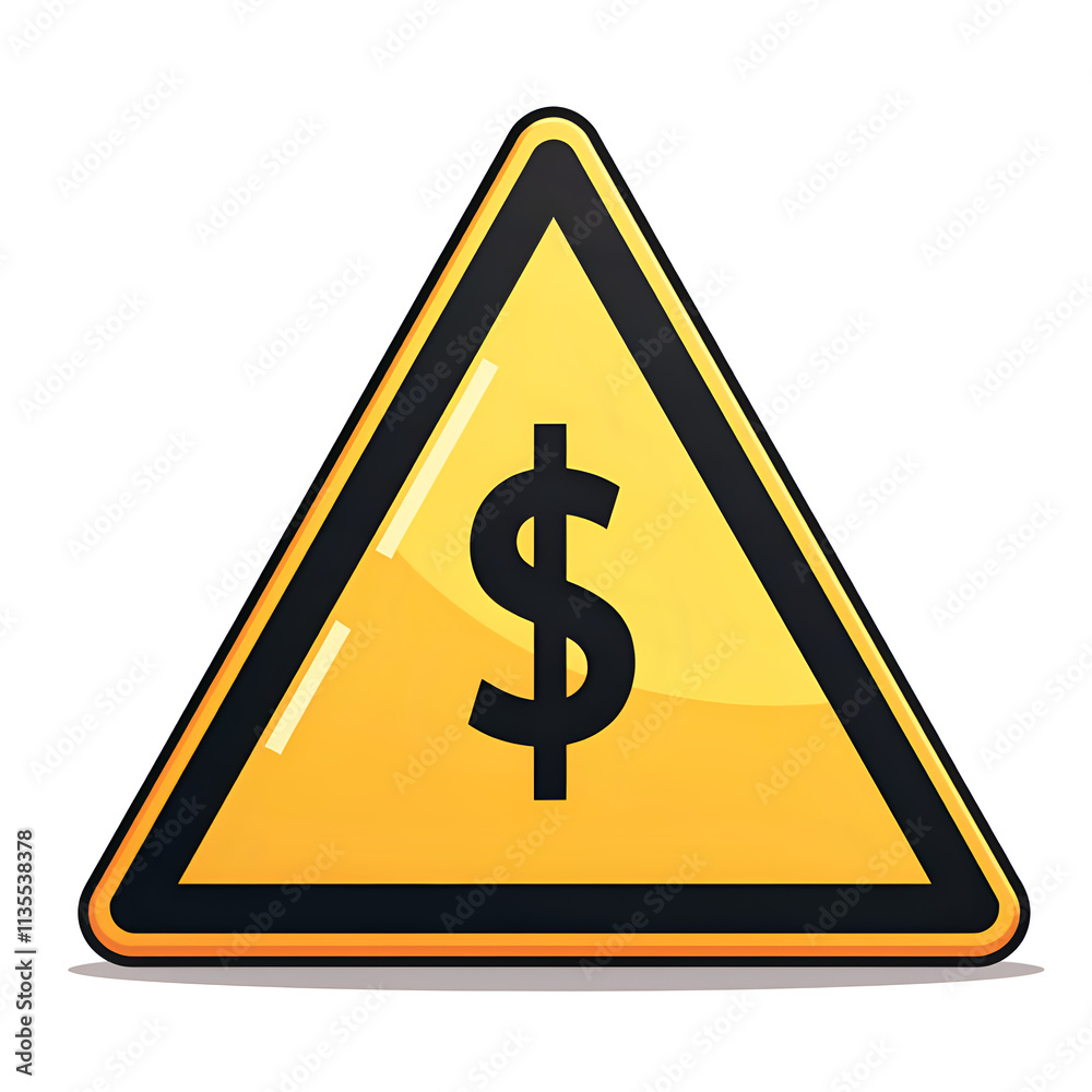 Attention wealth warning symbolic yellow triangle with dollar sign for financial caution and advisories, digital illustration of symbolic representation concept. Attention wealth warning symbolic yellow triangle with dollar sign for financial caution and advisories, digital illustration of symbolic representation concept.