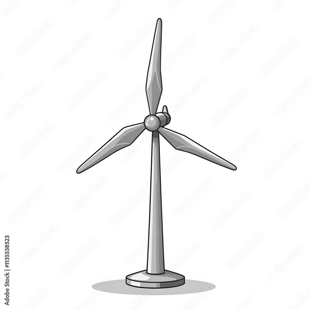 Stylized wind turbine icon representing renewable energy in a modern design, digital illustration of iconography concept. Stylized wind turbine icon representing renewable energy in a modern design, digital illustration of iconography concept.