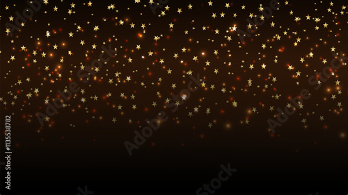 Abstract star and glitter lights with frame on dark background.