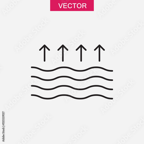 Evaporation icon vector, vector flat black linear illustration for web and app..eps