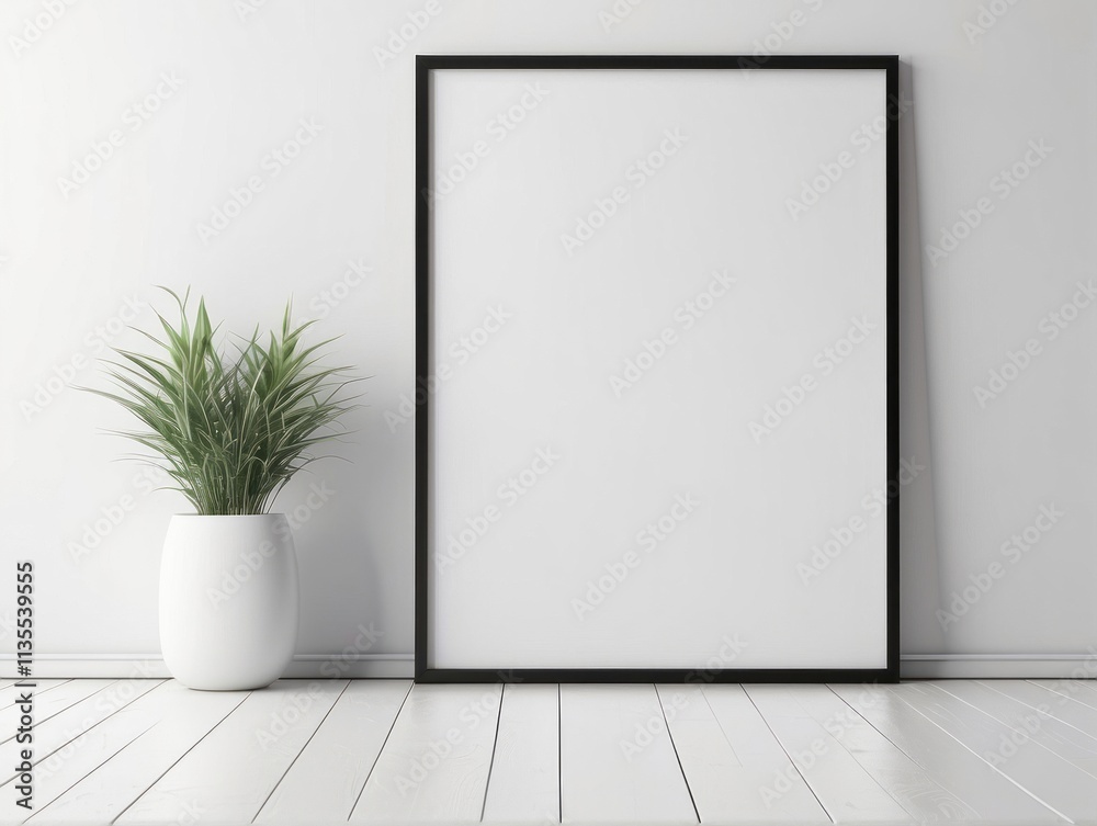 blank poster frame close up standing on floor near wall in a room blank poster frame close up standing on floor near wall in a room