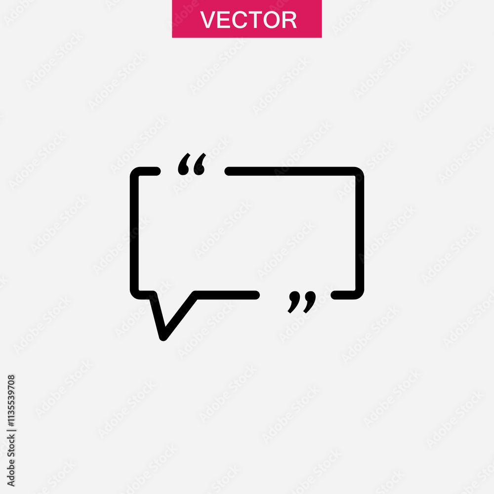 Quote icon. Speech bubble symbol.vector flat black linear illustration for web and app..eps Quote icon. Speech bubble symbol.vector flat black linear illustration for web and app..eps
