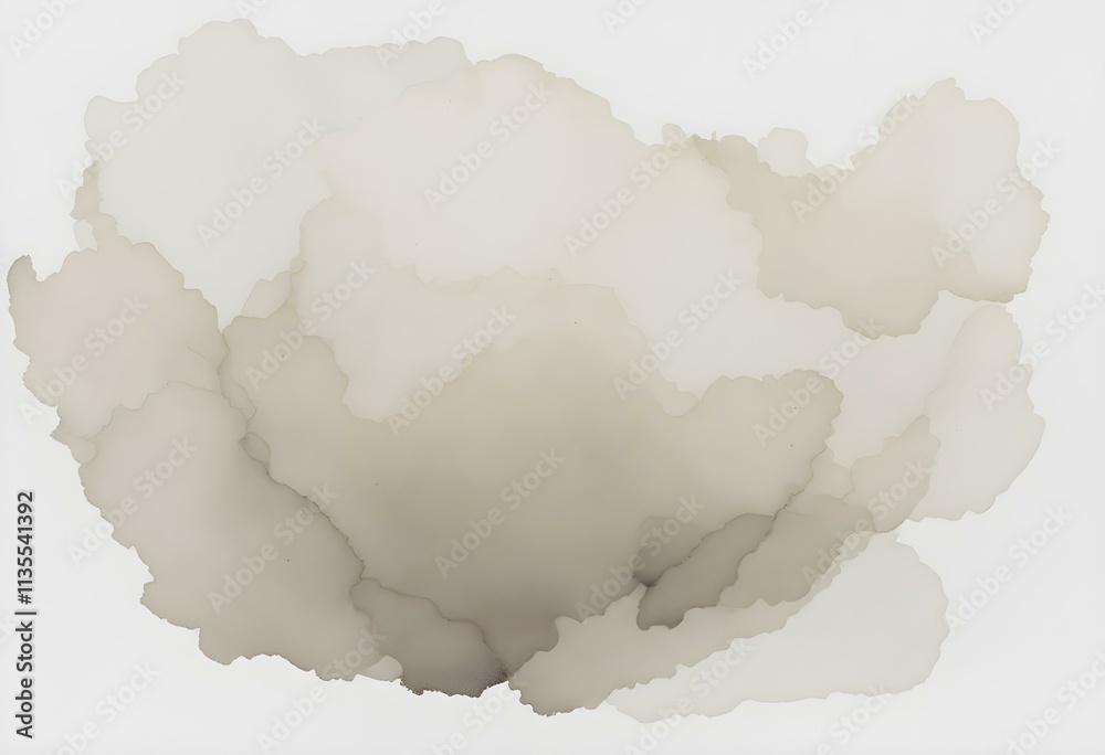 Obraz premium Abstract watercolor blotches in muted earth tones on white paper