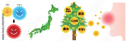 花粉　杉　日本　ウイルス　アイコン