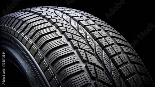 Close-up of intricate tire tread pattern on a black tire, tire, tread, close-up, rubber, texture, pattern, design, automotive photo
