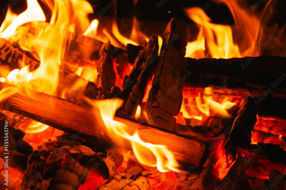 Fototapeta premium burning fire in the fireplace