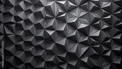 Black abstract background with parametric low poly triangle design