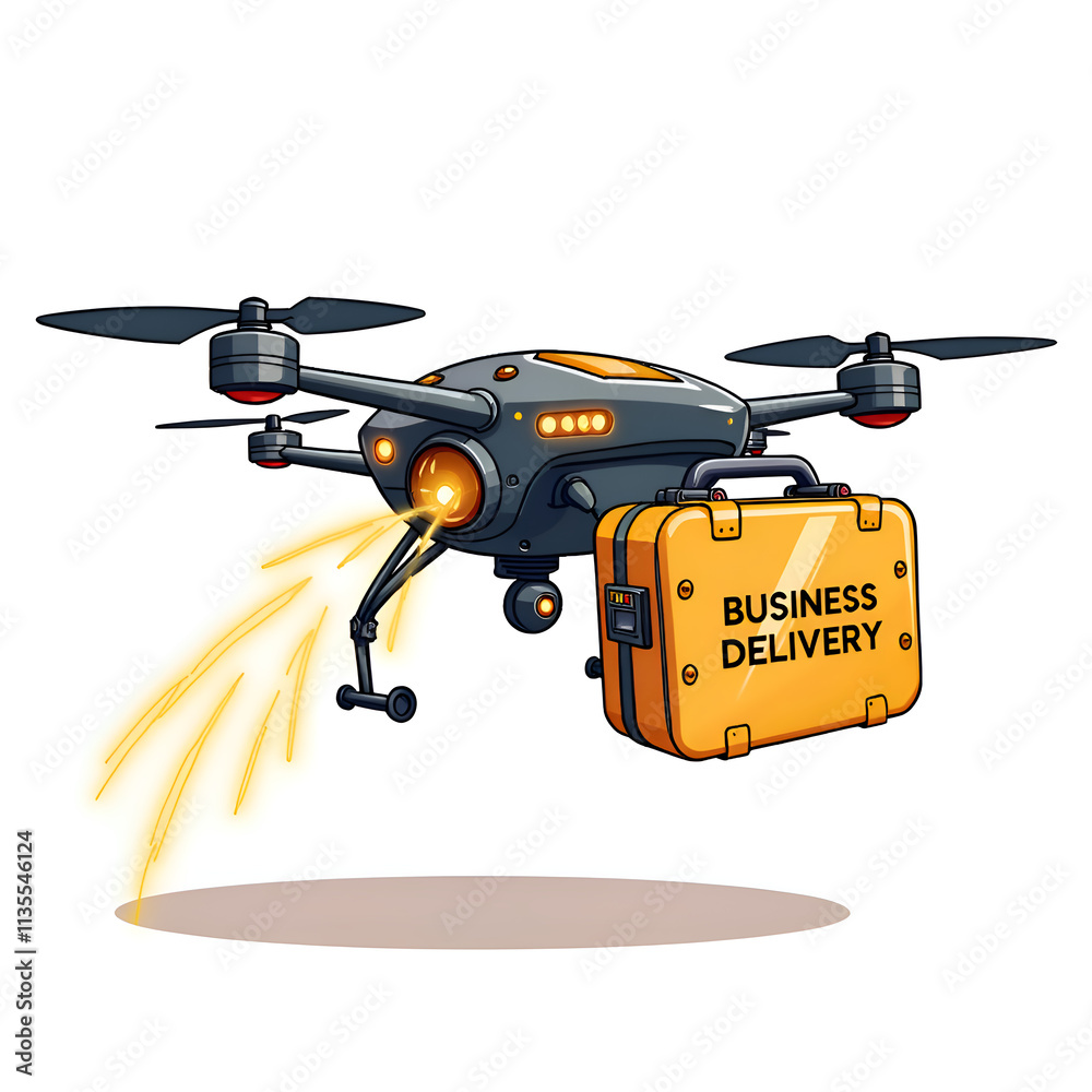 Innovative drone for efficient business package delivery solutions, digital illustration of conceptual technology concept. Innovative drone for efficient business package delivery solutions, digital illustration of conceptual technology concept.