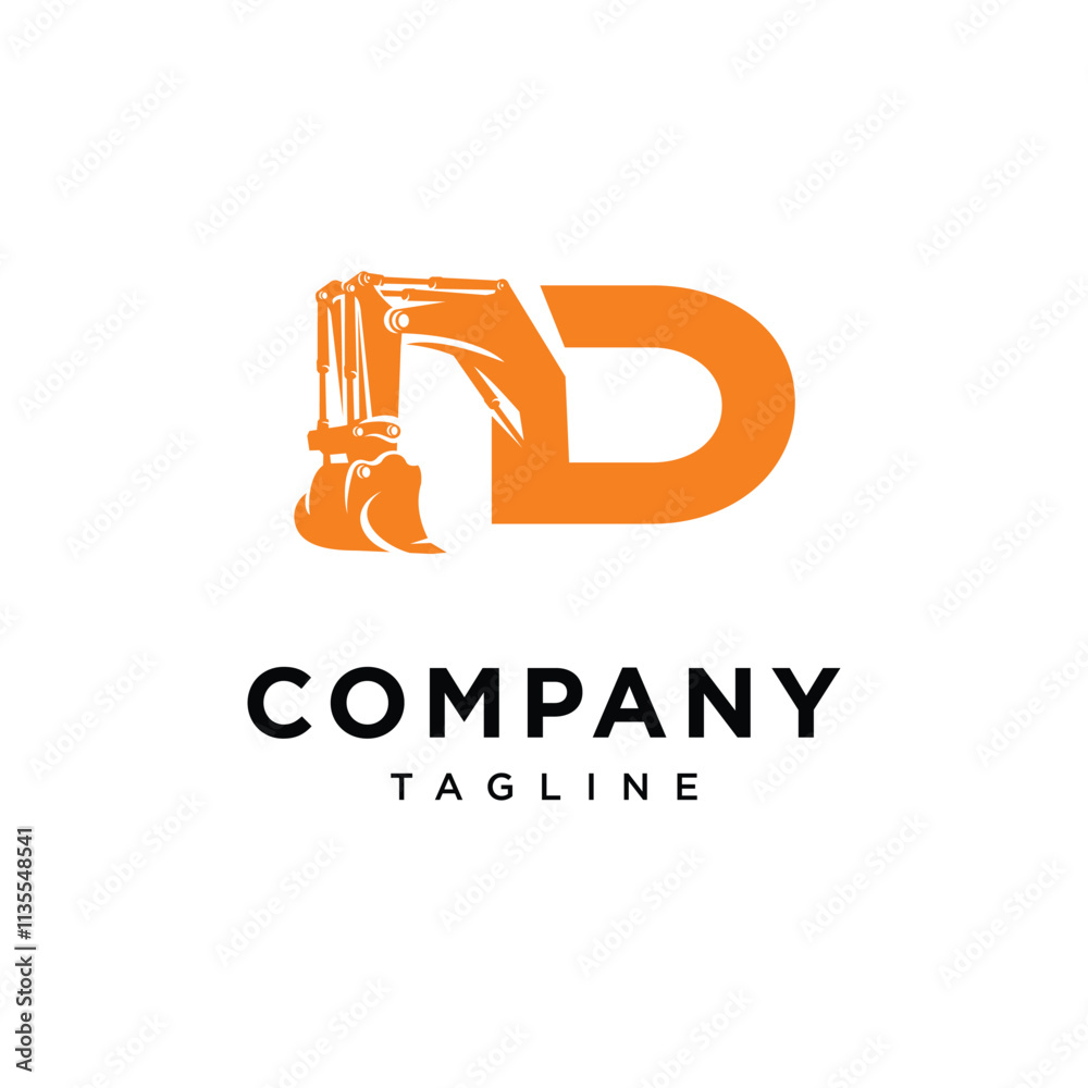 Letter D Hydraulic Mining Excavator Logo Icon Vector Letter D Hydraulic Mining Excavator Logo Icon Vector